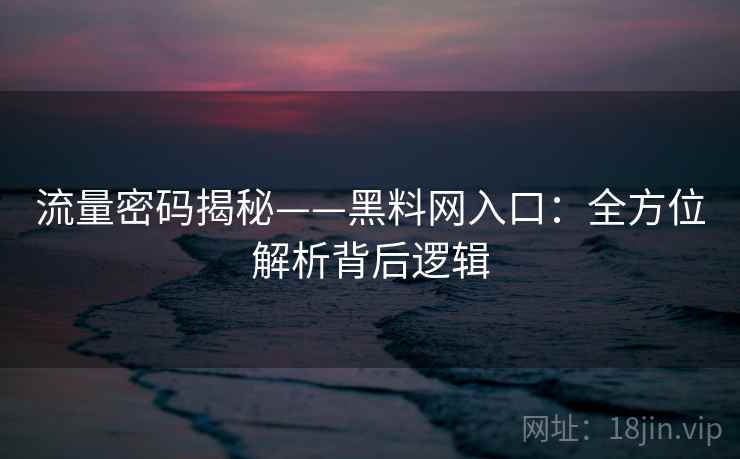 流量密码揭秘——黑料网入口：全方位解析背后逻辑  第2张