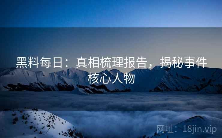 黑料每日：真相梳理报告，揭秘事件核心人物